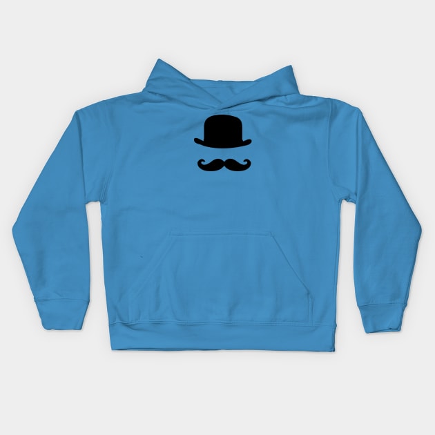 Bowler Hat and Mustache Kids Hoodie by carobaro